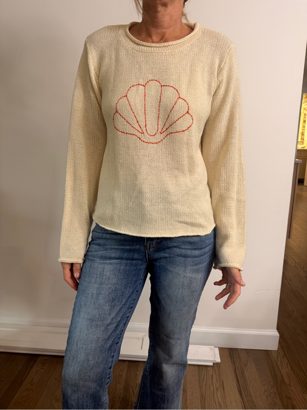 WISHLIST Cream Seashell Knit Sweater Size Small
